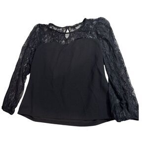 Marc New York Black Lace Sheer Long Sleeve Top XL